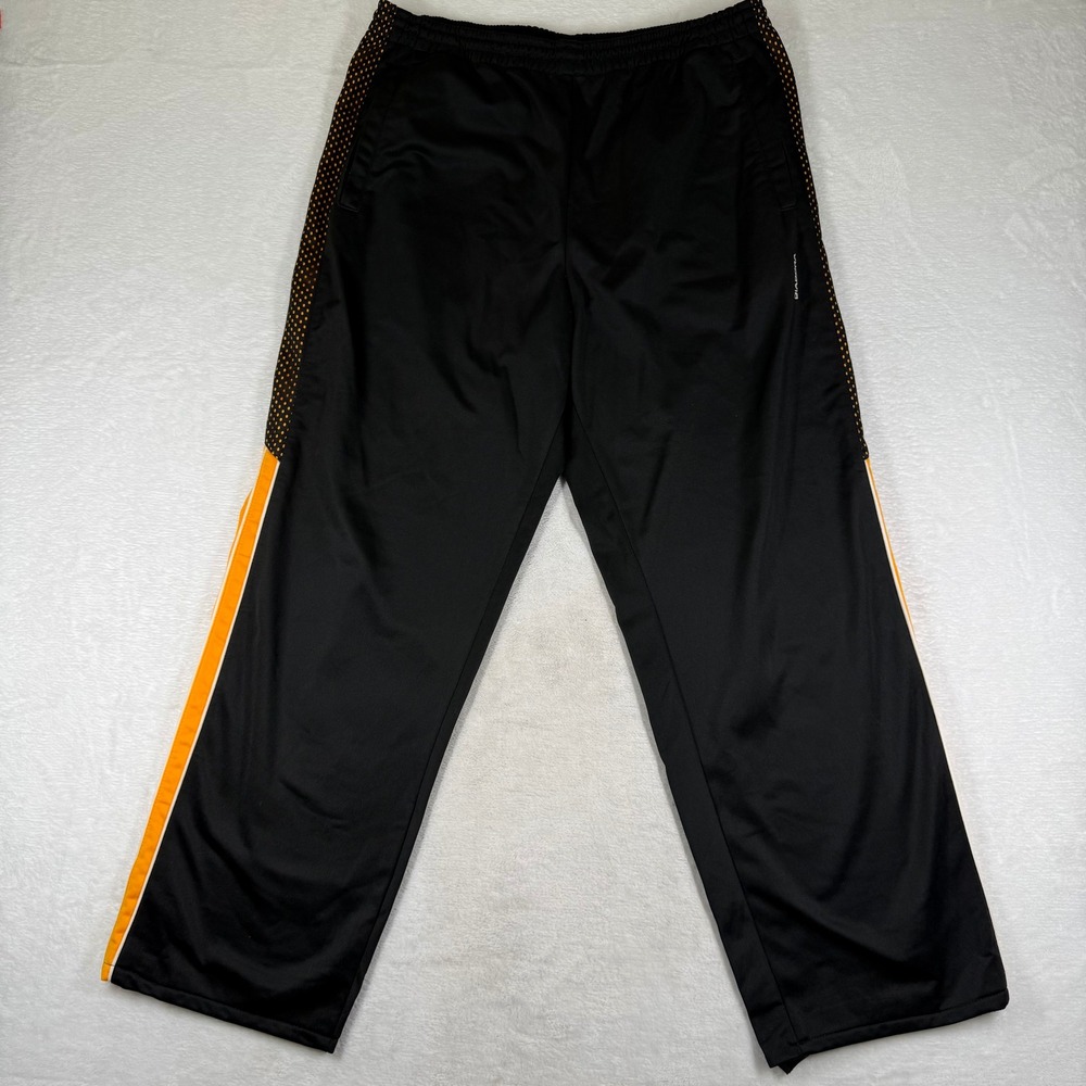Diadora Mens Black Orange Striped Mesh Panel Track Pants Soccer Training XL 42
